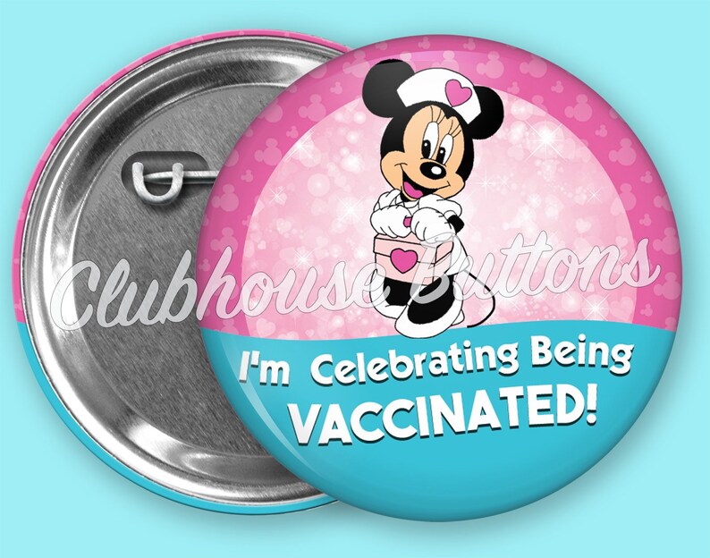 Disney inspired Vaccination Button Minnie Mouse Vaccinated Button Vaccinated Button