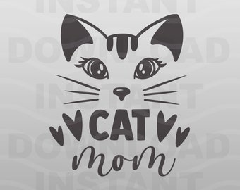 Cat Mama Cameo File - Pet Lover Quote SVG Design - Dog Mom Cricut Silhouette - Png, Eps, Dxf Files For Commercial Use