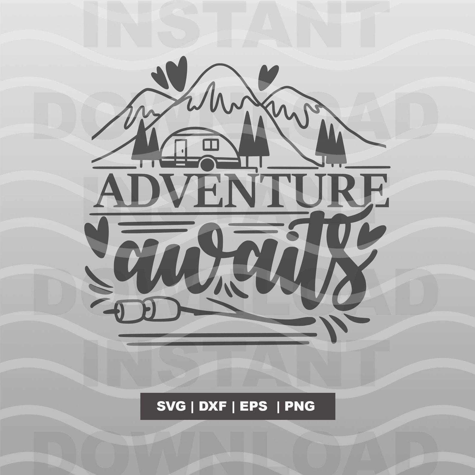 Adventure Awaits SVG Cut File Camping Silhouette Clip Art | Etsy