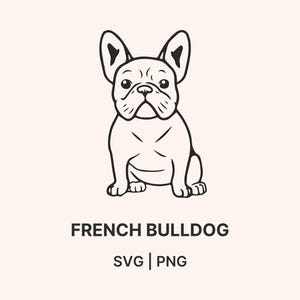 フレンチブルドッグ SVG | Cricut & Silhouette 用かわいいフレンチブルドッグカットファイル | 犬好き SVG | ペットクリップアート PNG EPS DXF | 動物デカールデザイン