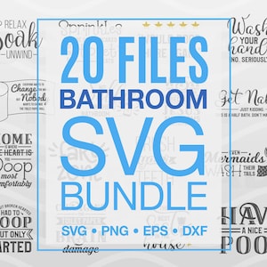 Bathroom SVG Bundle | Toilet Sign | Poop Humor | Cricut Cut File | Eps, Dxf, Png | Instant Digital Download