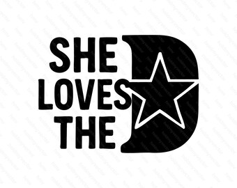 She Loves the D SVG | Trendy Football Fan SVG | Distressed Varsity Star Cut File | Game Day Shirt Design | Cricut & Silhouette Compatible