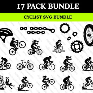 17 SVG de cyclistes – Cyclistes de montagne, de route et amusants | Clipart vélo | SVG de cycliste | Fichiers de coupe cyclisme pour Cricut + Silhouette