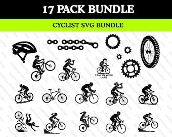 17 SVG kolarzy – Góra, droga i zabawni kolarze | Clipart rowerowy | Kolarz SVG | Pliki do cięcia kolarstwa dla Cricut + Silhouette