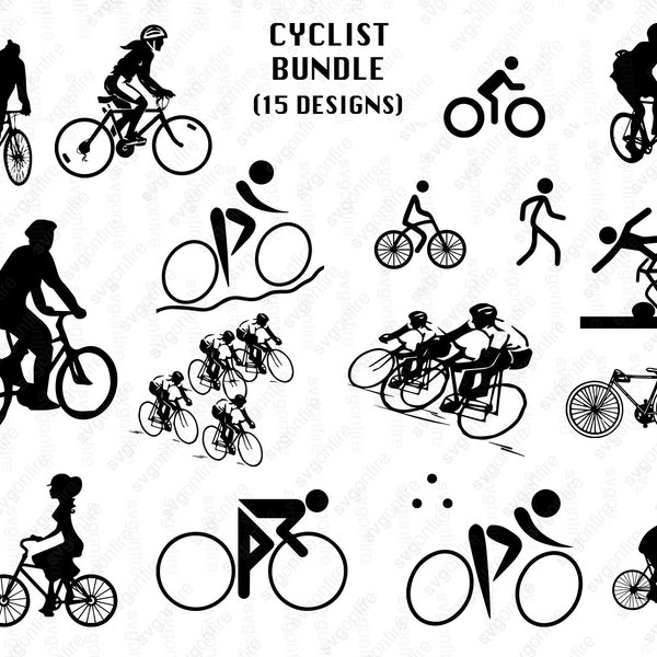 Cyclist Elements SVG Bundle, Biking SVG File For Cricut, Eps Dxf Png