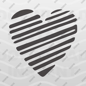 Striped Heart SVG | Valentine Clipart | Valentines Heart Stripes Cricut Cut File | Eps Dxf Png | Digital Download