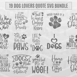 Dog Lover Cite SVG Bundle | Citation drôle de chien | | de fichier Cricut Cut Eps, Dxf, Png | Téléchargement numérique instantané
