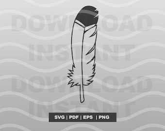 Feather SVG File - Forest Silhouette Clip Art - Bird Camping & Outdoor Vector Clipart - Png, Pdf, Eps - Cricut voor commercieel gebruik