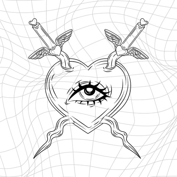 Gothic Heart SVG | Anatomical T-Shirt Graphic | EtsyDarkTeam | Dellamorte | Goth Doodle PNG SVG