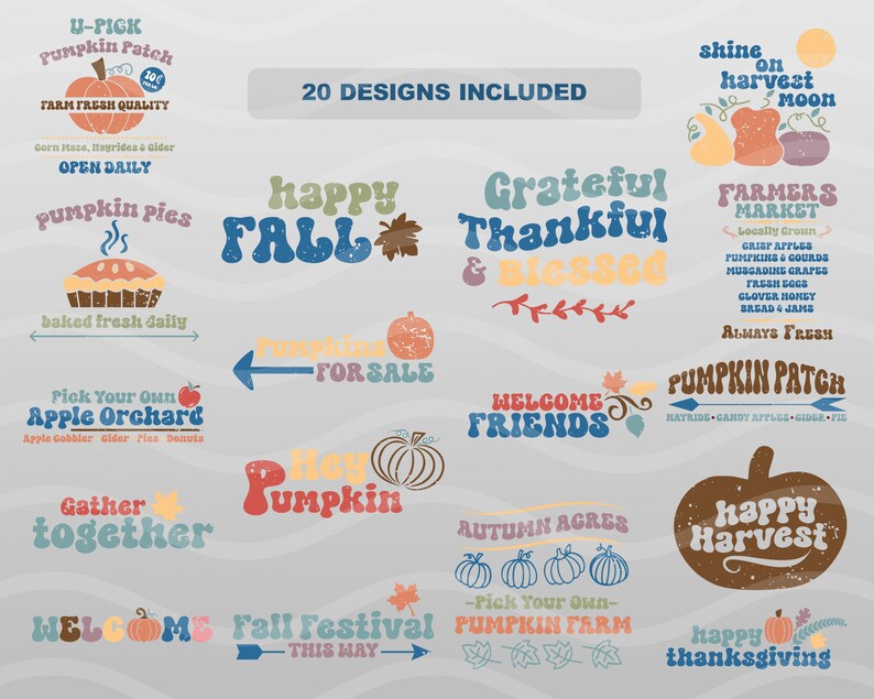 Retro Fall SVG Bundle Pumpkin Patch SVG PNG Funny Pumpkin Farm Svg Gift ...
