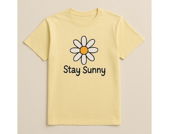 Stay Sunny Daisy Graphic | Summer Print | Flower PNG Clipart | DIY Sublimation Design | Cute Summer Shirt Transfer | Retro Sticker SVG