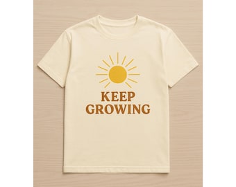Keep Growing SVG | Sunburst Summer Graphic | Positive Quote Svg Cut File | Retro Summer Svg | Sublimation Print | DIY T-Shirt PNG