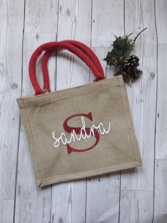 personalised hessian lunch bag