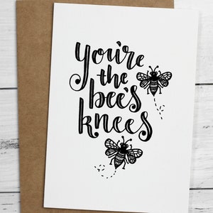 Bees Knees ハンドメイド グリーティング カード | 誕生日プレゼント | 記念日カード | バースデー カード | 親友へのプレゼント | ハンドレタリング | 蜂のイラスト