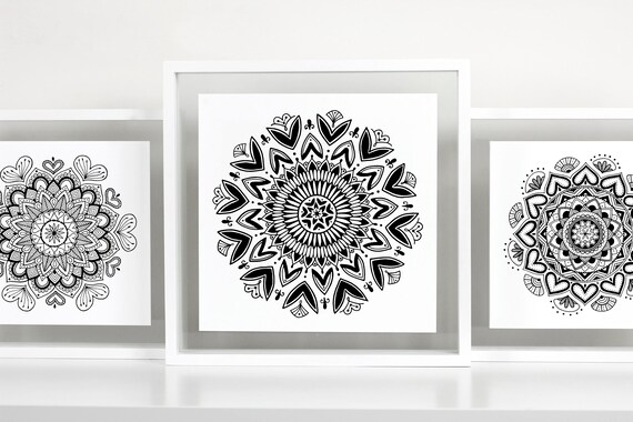 BW Mandala Art Print 8x8 or 10x10 Black and White Art Home Decor Wall Art Mandala Art Print Boho Art amorette Etsy Canada
