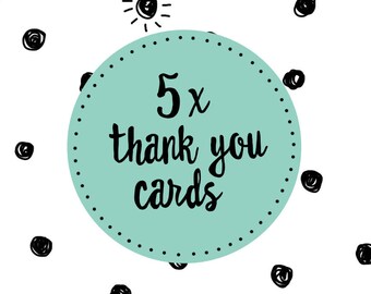 Thank You Card Pack | Geometric Gold Foil Print Thank You Cards | Pack of 5 Greeting Cards | Thank You Gifts | Hand Lettering Handmade Cards