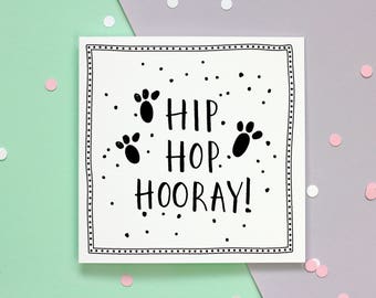 Cartes de vœux pour Pâques | Cartes faites à la main | Cadeau de Pâques | Motif d’art de ligne noire et blanche | Cartes de Pâques | Hip Hop Hourra