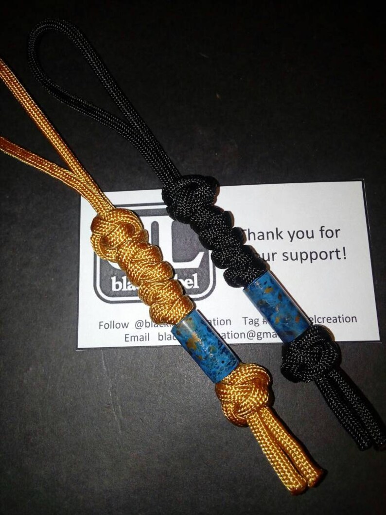 Knife Lanyard Knife Pull EDC Hand Made Copper Bead Etsy