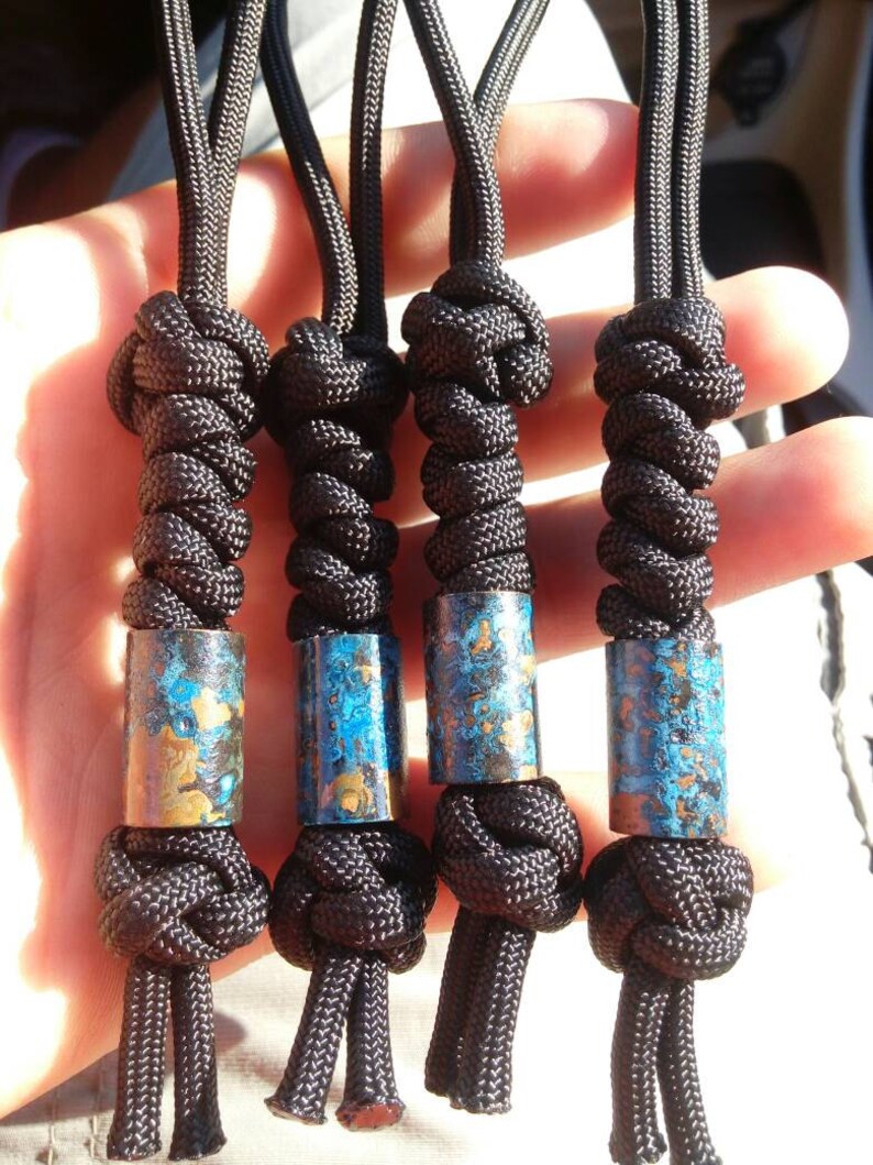 Knife Lanyard Knife Pull EDC Hand Made Copper Bead Etsy