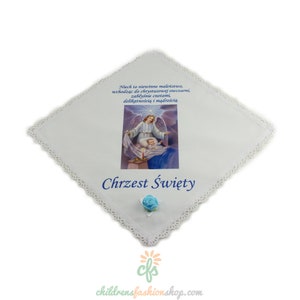 Personalized Embroidered Polish Handkerchief for Baptism szatka na chrzest