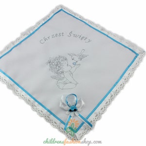 Personalized Embroidered Polish Handkerchief for Baptism szatka na chrzest