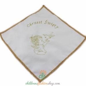 Personalized Embroidered Polish Handkerchief for Baptism szatka na chrzest