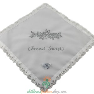 Personalized Embroidered Polish Handkerchief for Baptism szatka na chrzest