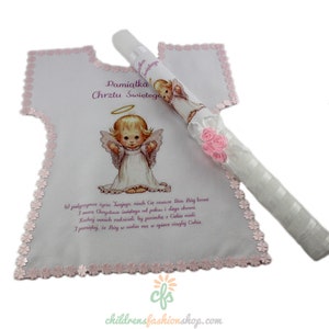 Personalized Embroidered Polish Handkerchief for Baptism szatka na chrzest and candle
