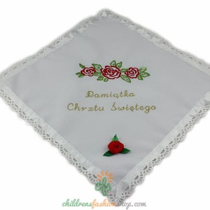 Personalized Embroidered Polish Handkerchief for Baptism szatka na chrzest