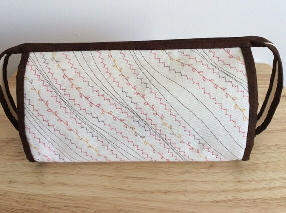 PINK CALICO Quilted cotton embroidery needlework scissor holder
