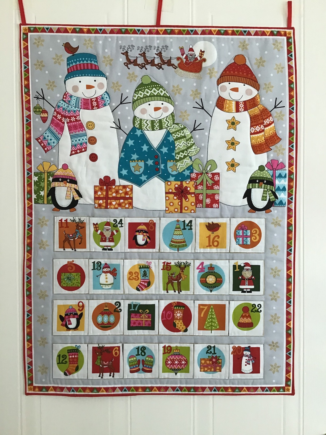 Handmade Snowman Fabric Advent Calendar. Reusable / Perpetual Etsy