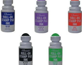Classic Roll-on Stamp Pad Ink, 2 Oz) Botella, Tinta a base de agua