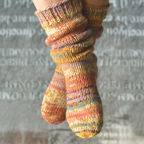 36/37, thick house socks yellow mottled