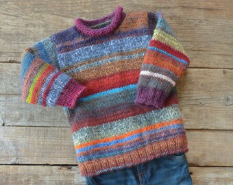 2-3 años, colorido suéter para niños tejido a mano