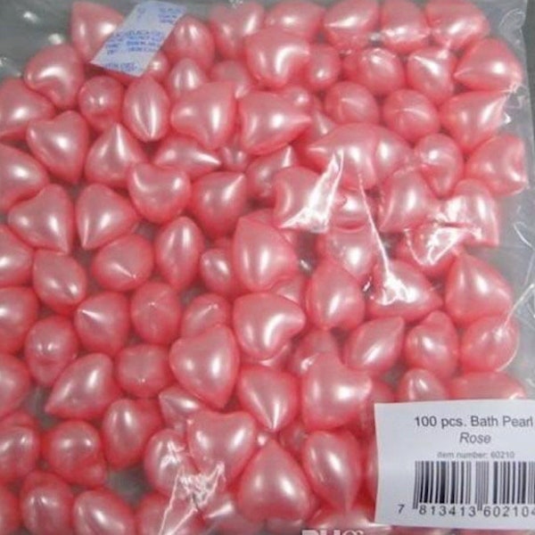 Pink Heart Shaped 5.9g Bath Oil Beads Rose Fragrance Bath Pearls x 25