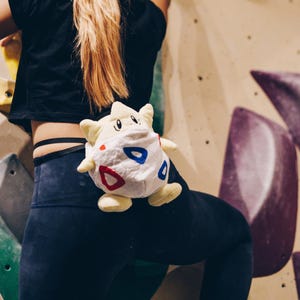 Togepi Climbing Chalk Bag, Gift for Climber, Handmade Chalkbag for Rockclimbing, Personalized Plush Chalk Bag, Boulder Bucket, Climbing Gear