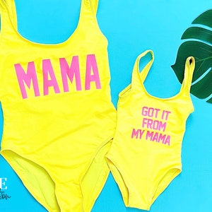 Mommy and Daughter  Bathing swim suit set one-piece Mini me Got it from my mama