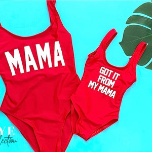 Mommy and Daughter  Bathing swim suit set one-piece Mini me Got it from my mama