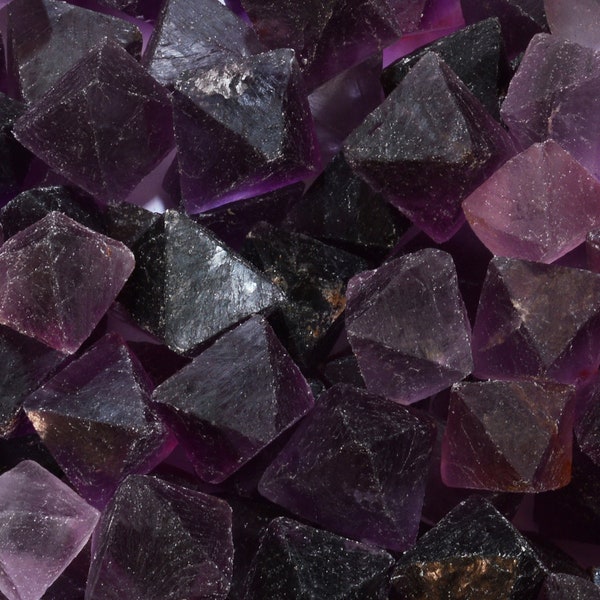 DARK PURPLE FLUORITE Octahedron 1 1/2" Third Eye Chakra Healing Crystals Raw Rocks Mineral Specimen