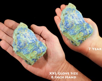 CHRYSOCOLLA AZURITE 3 1/2" 13-16 Oz Top Grade Natural Rocks and Minerals Throat Chakra Raw Healing Crystals and Stones Specimen xx