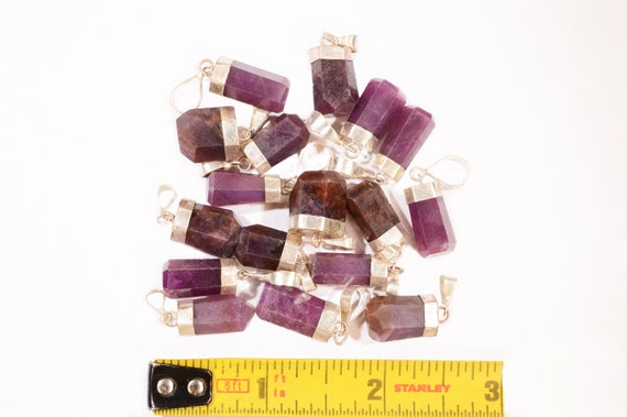 RUBY Crystal Necklace Pendant 1/2" Polished .925 … - image 3