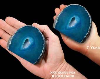 AGATE GEODE Teal 4 1/2" 1 Lb to 1 1/2 Lb Large Polished Rock Minerals Geodes Throat Chakra Healing Crystal Stone Natural Specimen Reiki xx