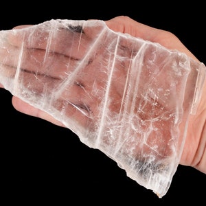 CLEAR SELENITE Slab 6"-8" 1 Lb - 1 1/2 Lb Real Selenite Charging Plate Raw Rock Mineral Specimen Rough Crown Chakra Crystal xx