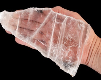 CLEAR SELENITE Slab 6&quot;-8&quot; 1 Lb - 1 1/2 Lb Real Selenite Charging Plate Raw Rock Mineral Specimen Rough Crown Chakra Crystal xx