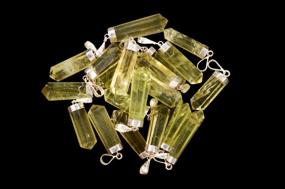 NATURAL CITRINE Crystal Necklace Pendant 1" Polis… - image 2