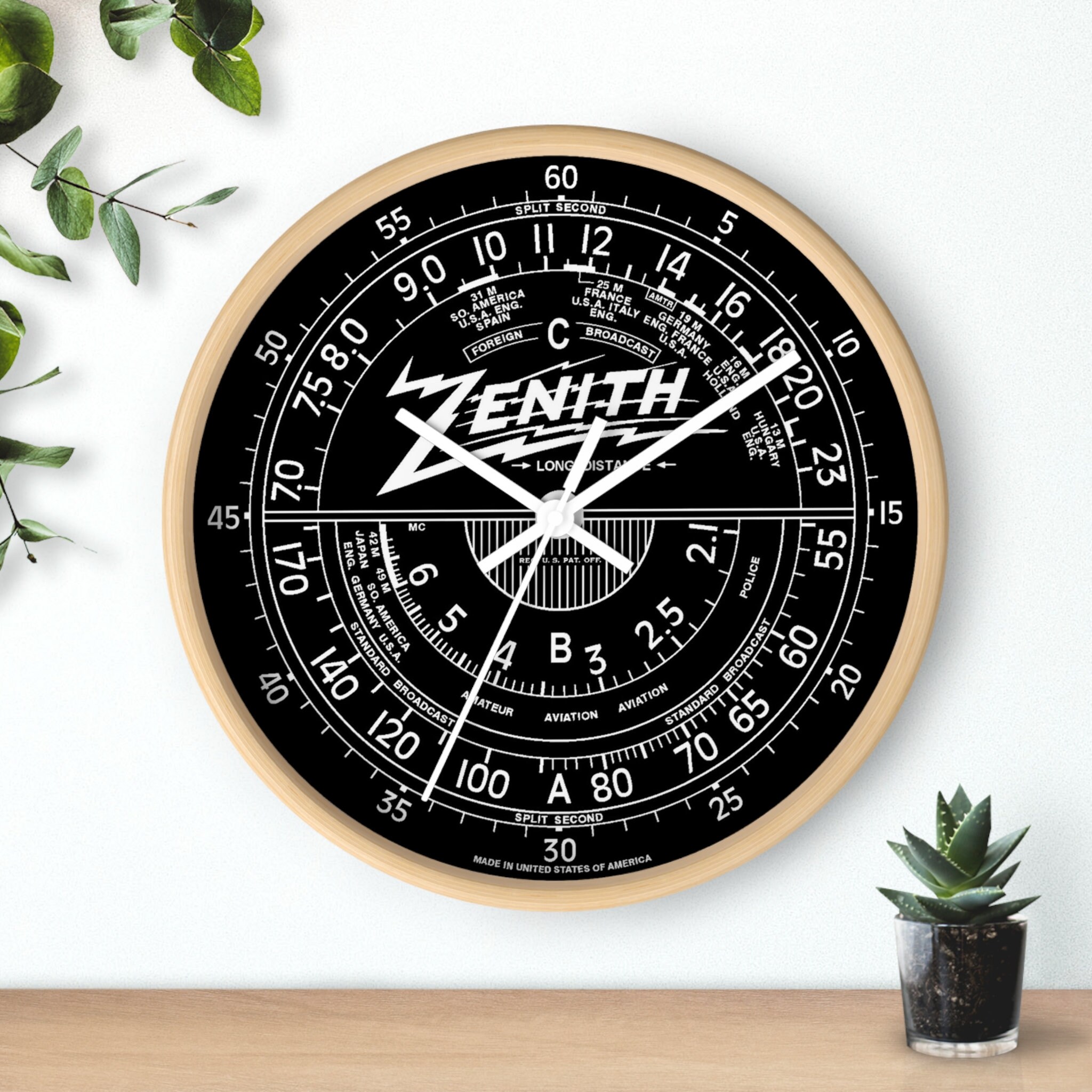 Retro Ham Shack Wall Clock. Zenith Shortwave Dial Ham Radio Gift