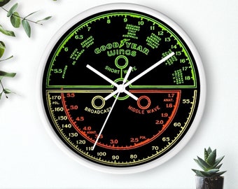 Good Year Wings Shortwave Radio Dial Wall clock for your Ham Radio Hamshack