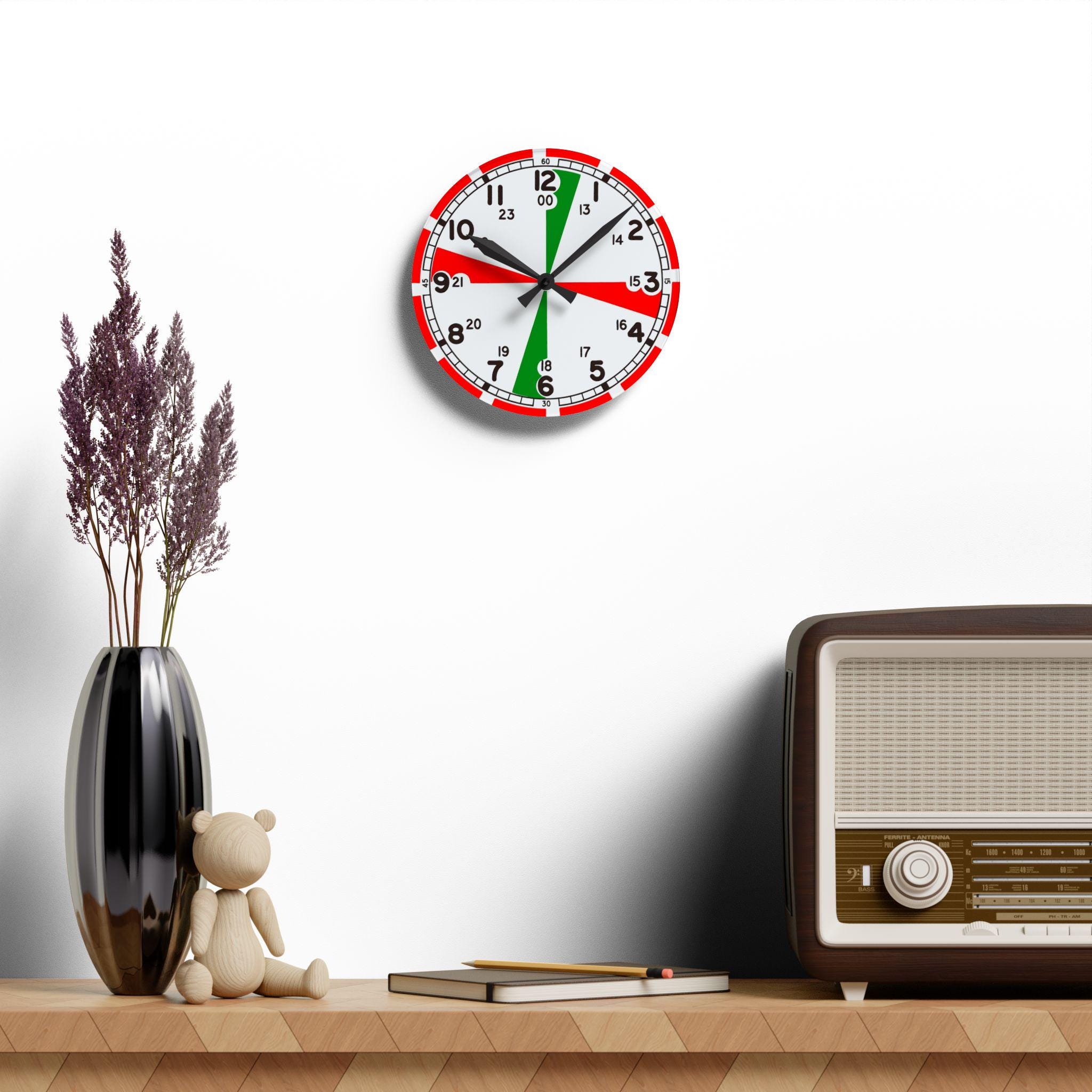 Vintage Radio Room Wall Clock, Emergency Silence Markings - Etsy