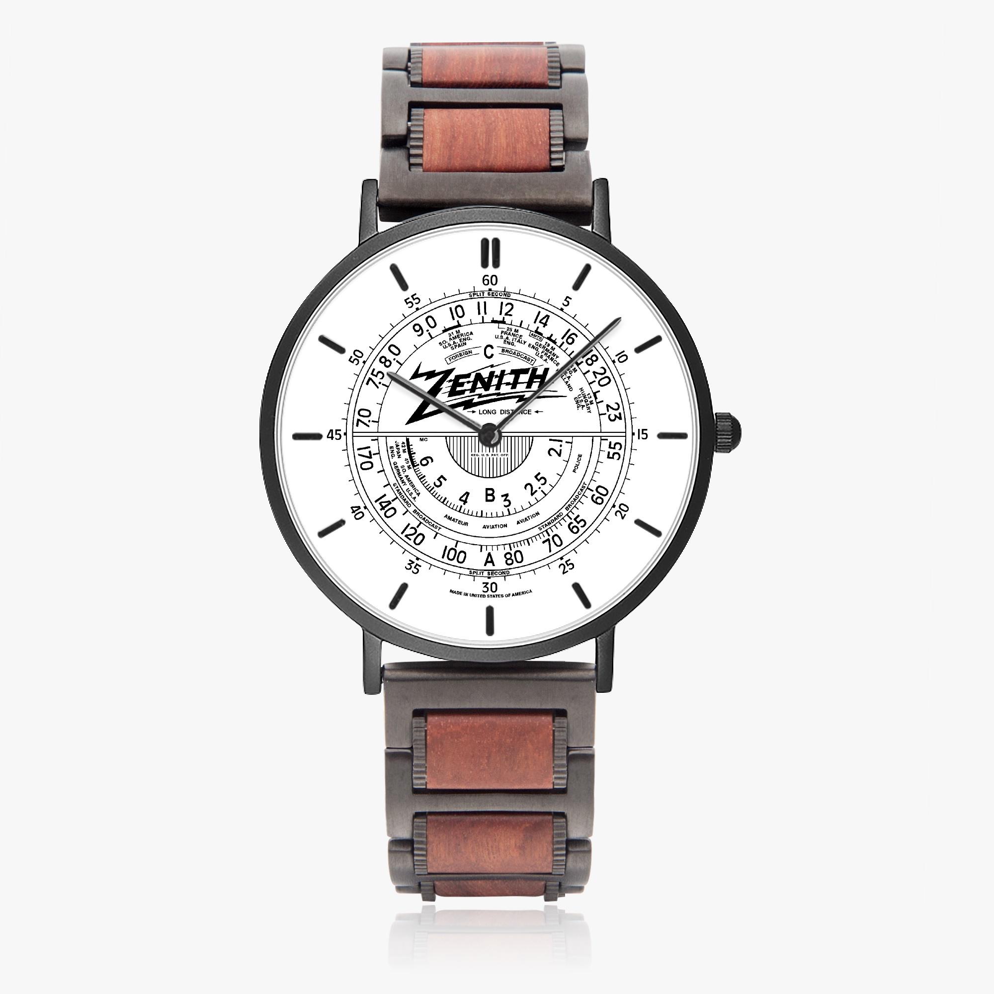 Zenith Shortwave Radio Dial Wristwatch With Wooden Strap CITIZEN
