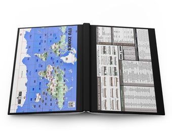 Hardcover Journal Quick Reference Ham Radio Chart and ITU Zone Map